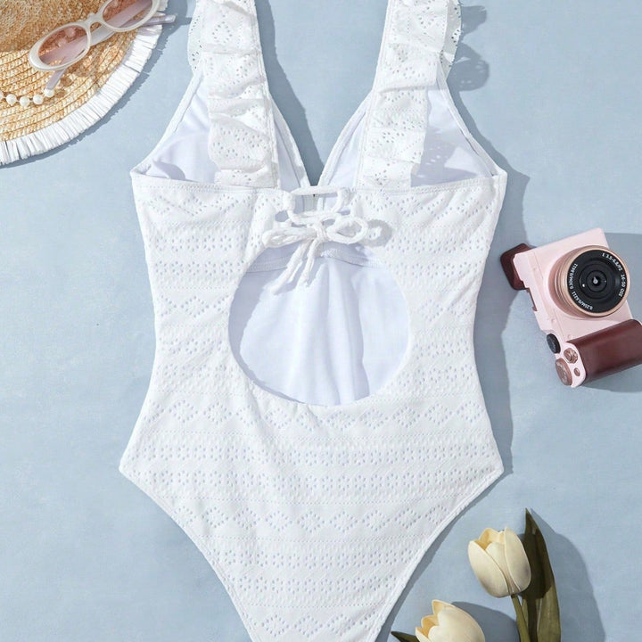 Dame Én-delt Badedragt med elegant Ruffles-detalje og legende Cut-Out Stilla