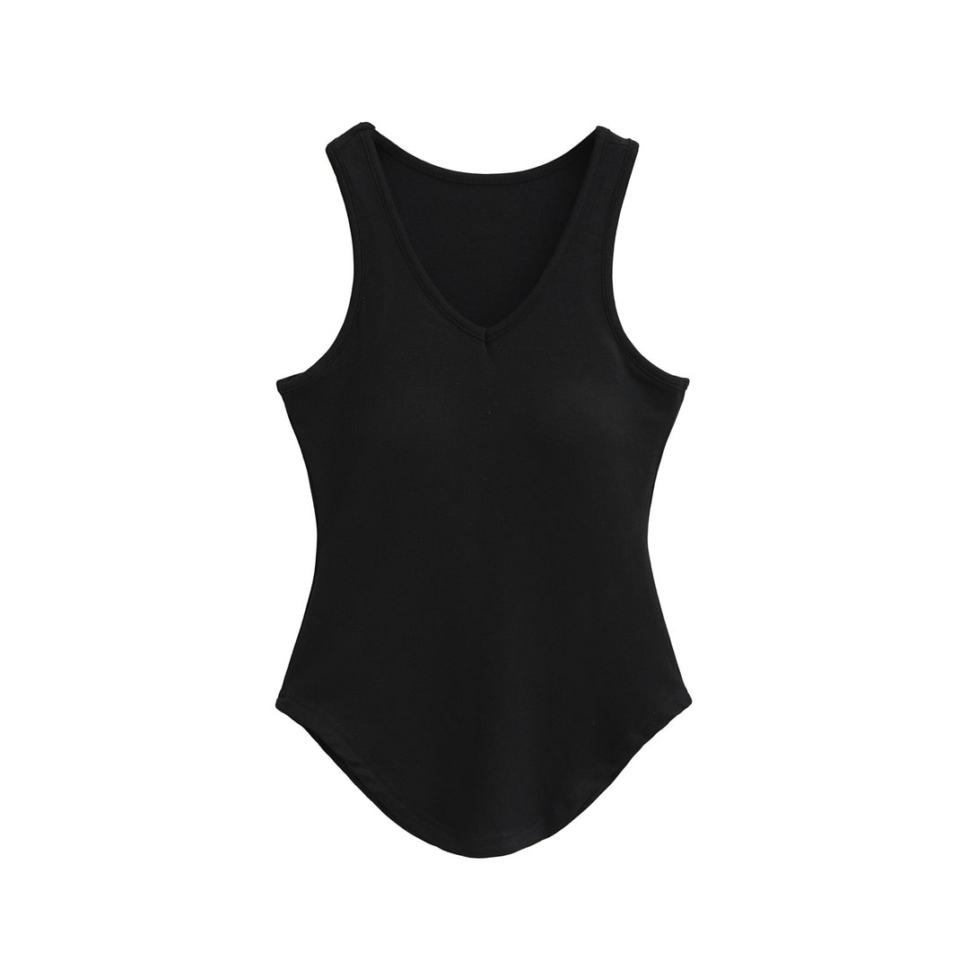 Dame sporty V-hals tanktop i åndbart materiale med tætsiddende snit Stilla