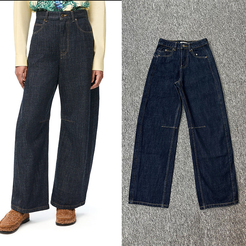 Damer vidde denim-bukser med høj talje og dekorativ broderi Stilla