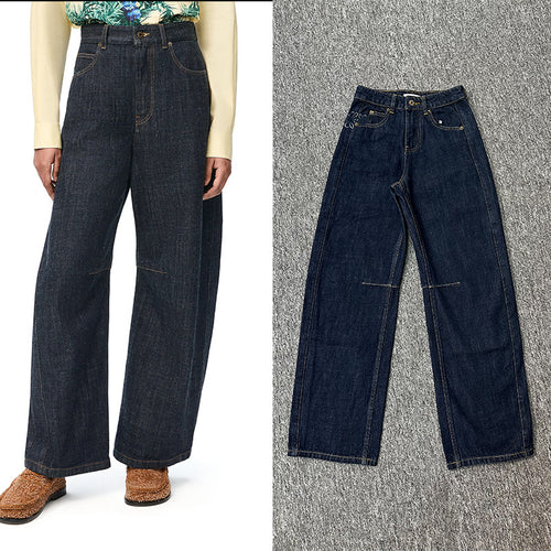 Damer vidde denim-bukser med høj talje og dekorativ broderi Stilla