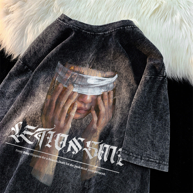 Dame T-shirt med kreativt kunstmotiv og afslappet pasform Stilla