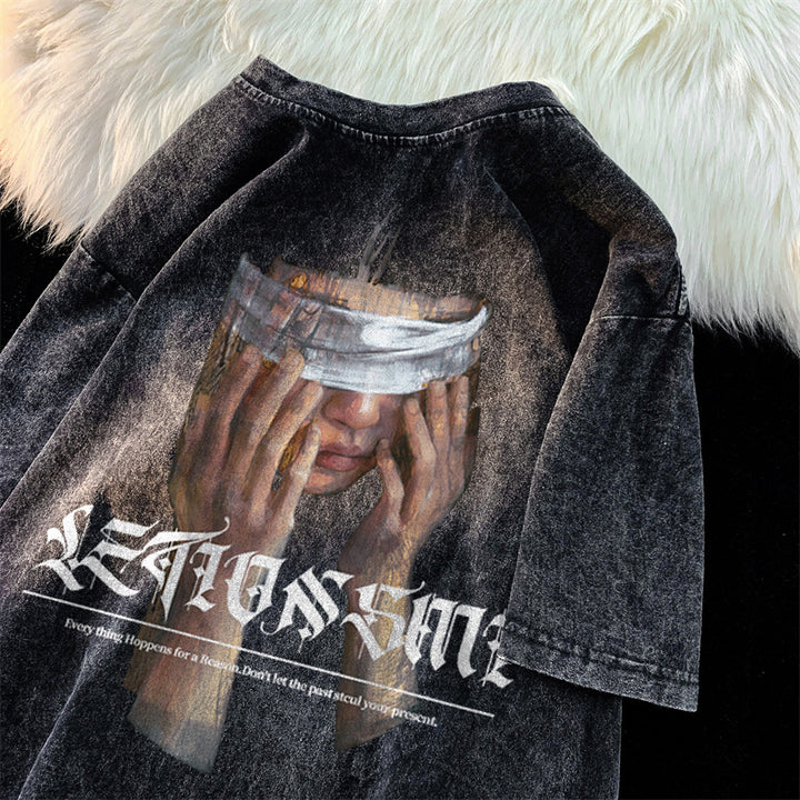 Dame T-shirt med kreativt kunstmotiv og afslappet pasform Stilla