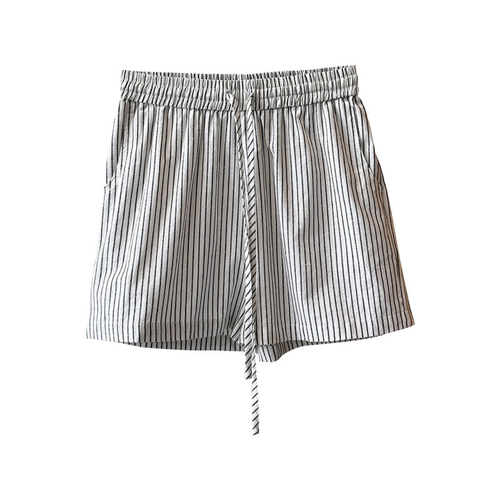 Dame stribede shorts med snor og elastisk talje Stilla