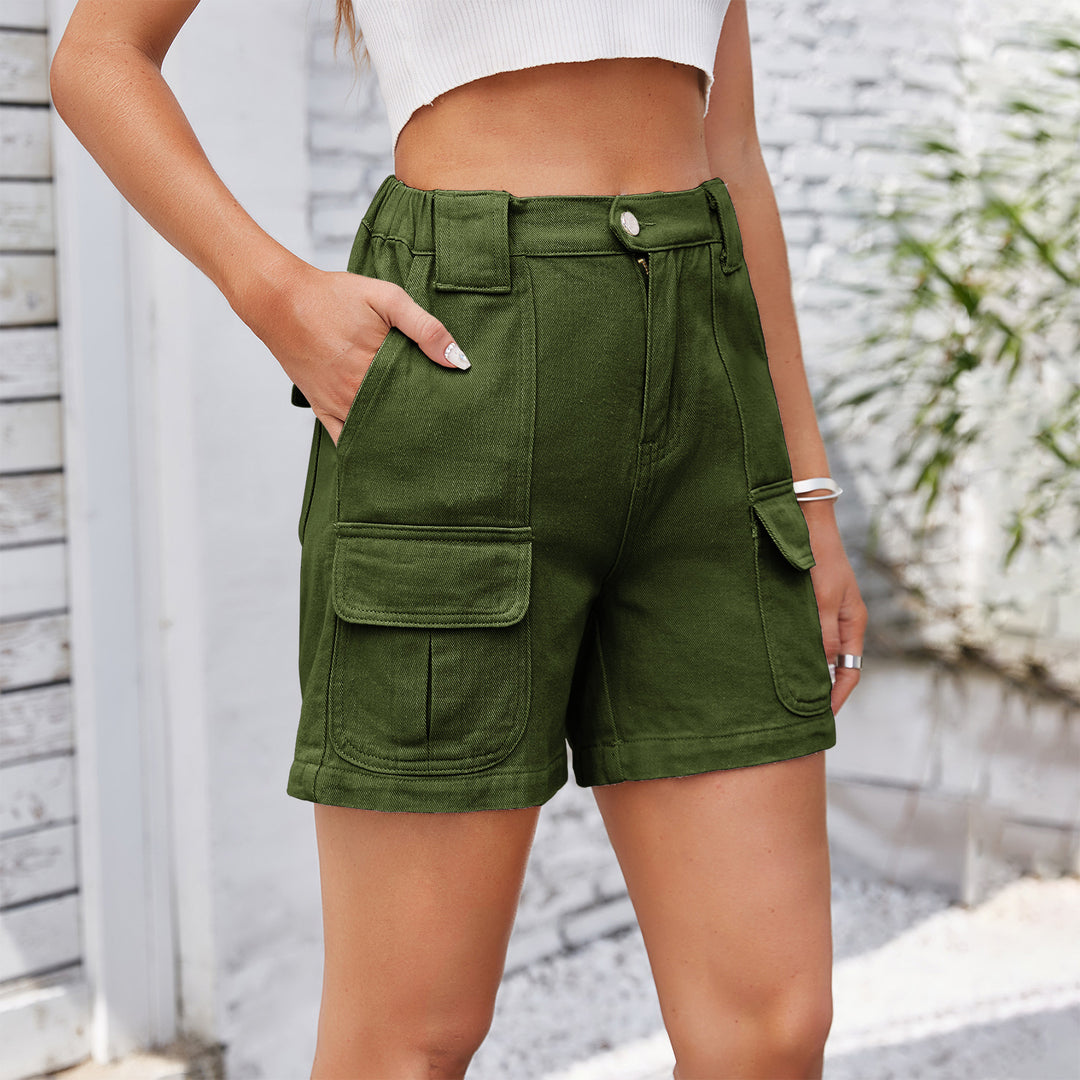Dame Cargo-shorts med elastisk talje og praktiske knaplommer Stilla