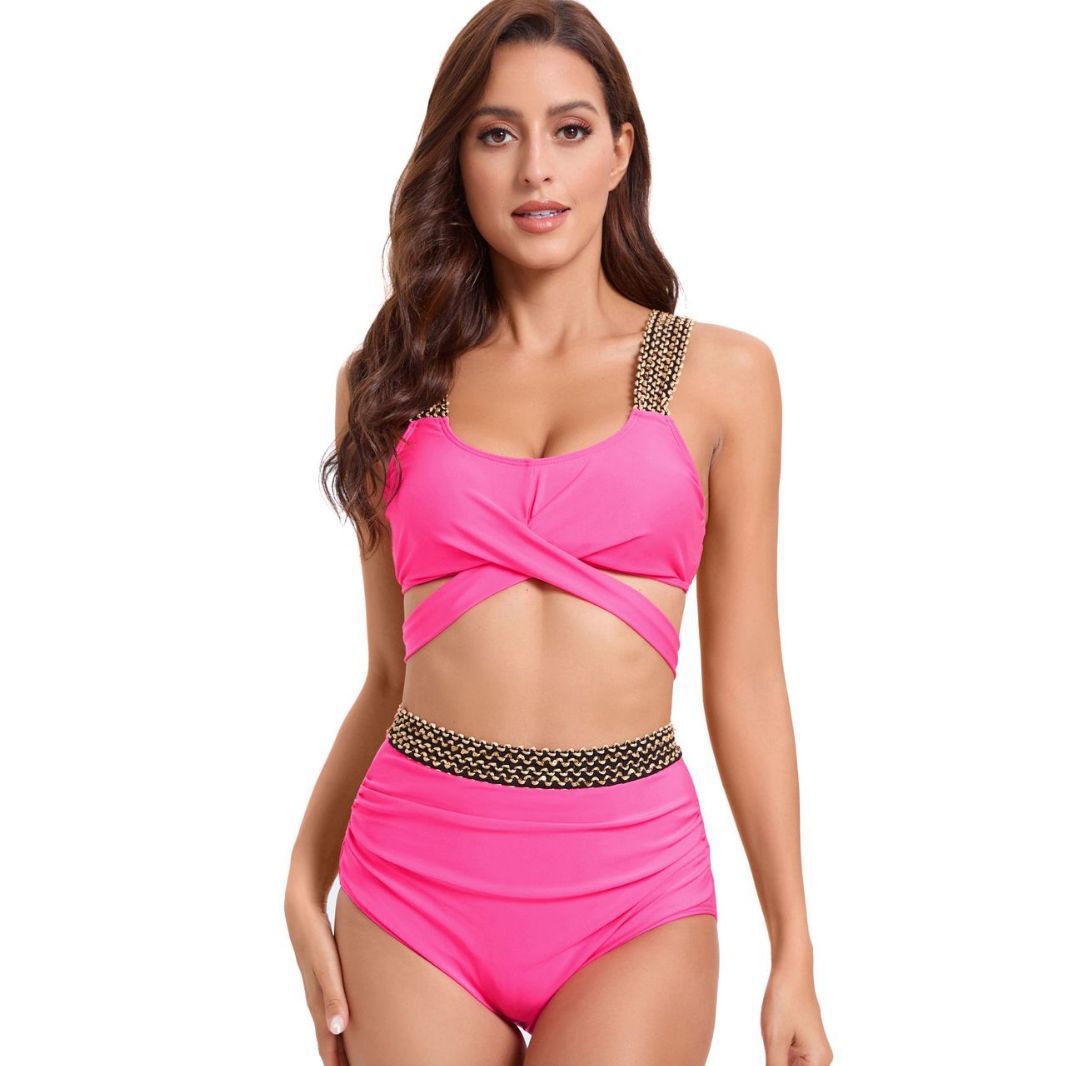 Dame High-Waist-Bikini-Sæt med moderne indpakningsdesign og elegante stropdetaljer Stilla