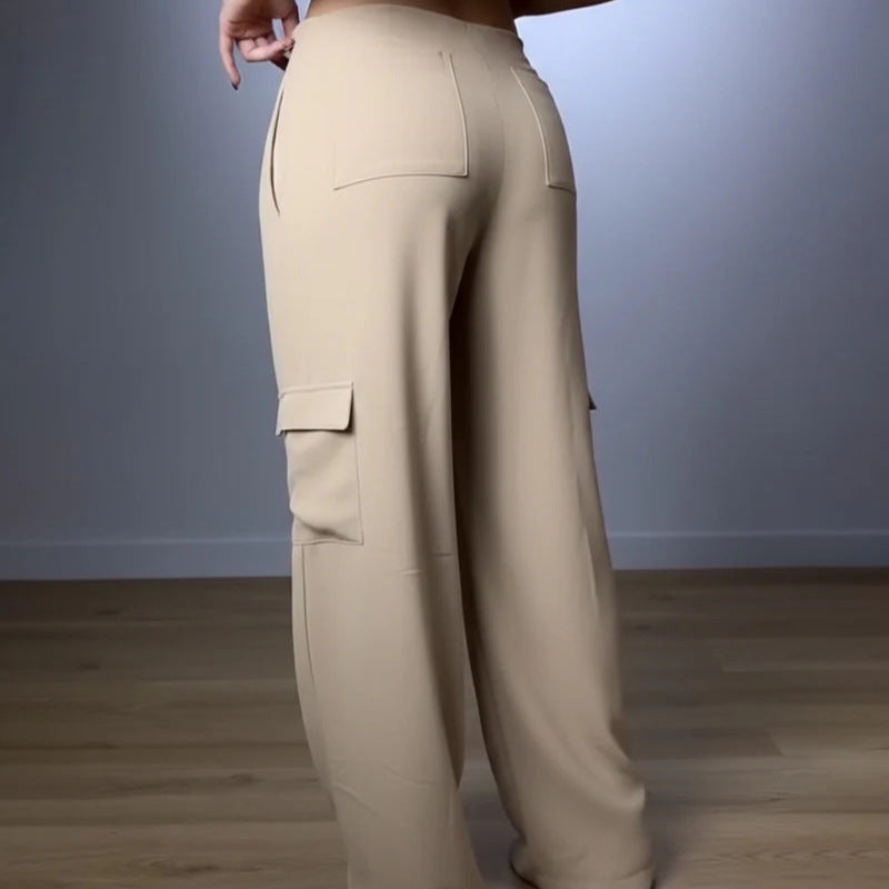 Dame bred Cargo-bukser med elastisk talje og praktiske lommer Skovae
