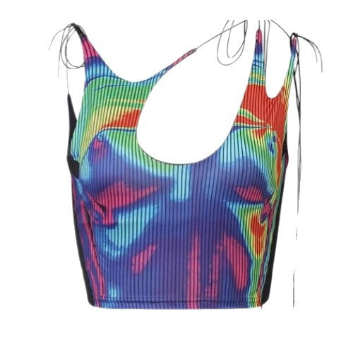 Dame sporty Crop-Top med asymmetrisk design og fine snøre detaljer Skovae