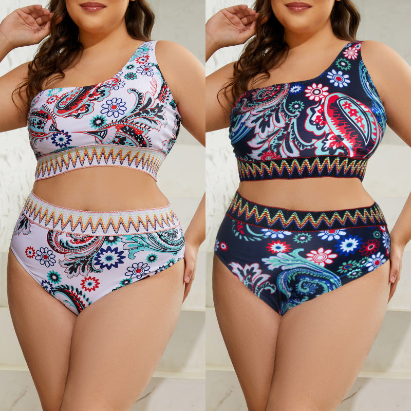 Dame To-delt Bikinisæt med mode høj skæring og blomsterdesign Skovae