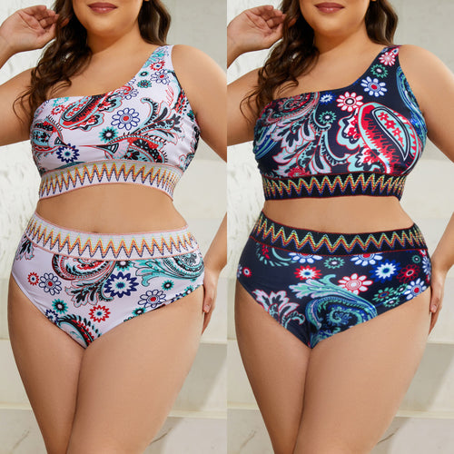 Dame To-delt Bikinisæt med mode høj skæring og blomsterdesign Skovae