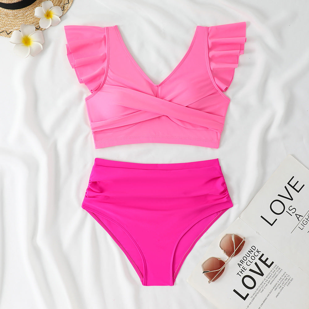 Dame Flirty Høj Talje Ruffle Bikini Sæt Stilla
