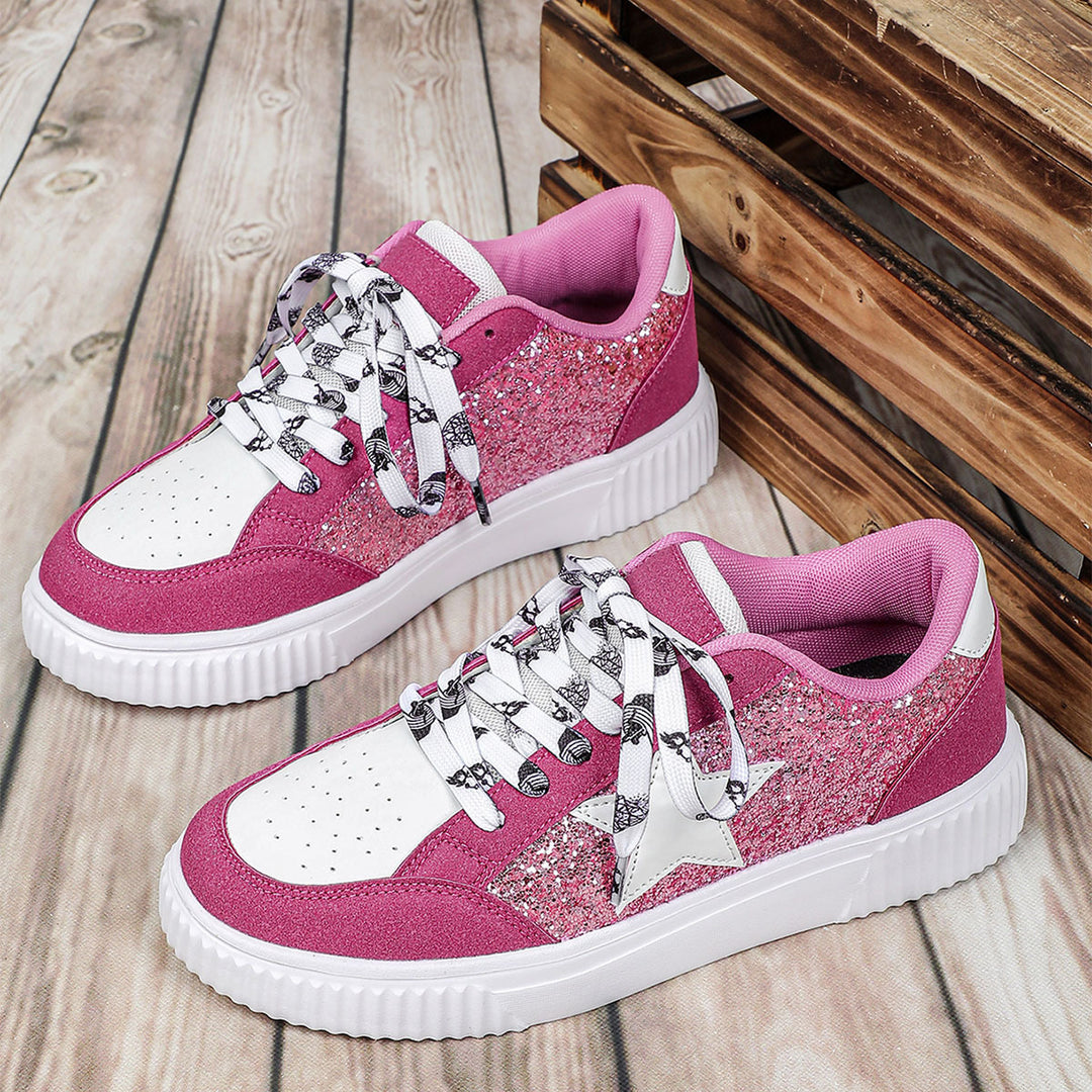 Damer Funklende Sneakers med glitrende overflade og sportsligt design Stilla