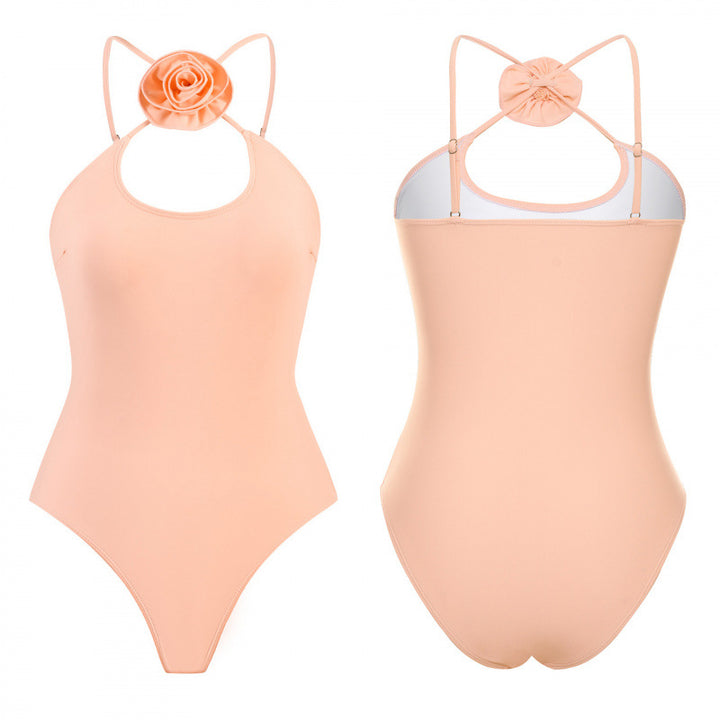 Dame one-piece badedragt med blomsterdekor og keyhole udskæring Skovae