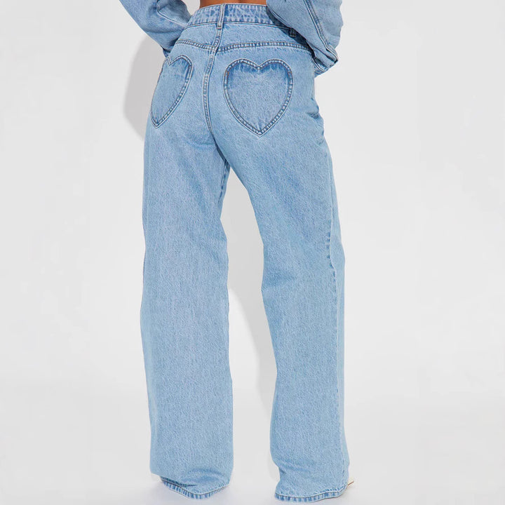 Dame Wide High-Waist Jeans med klassisk pasform og rå kanter Skovae