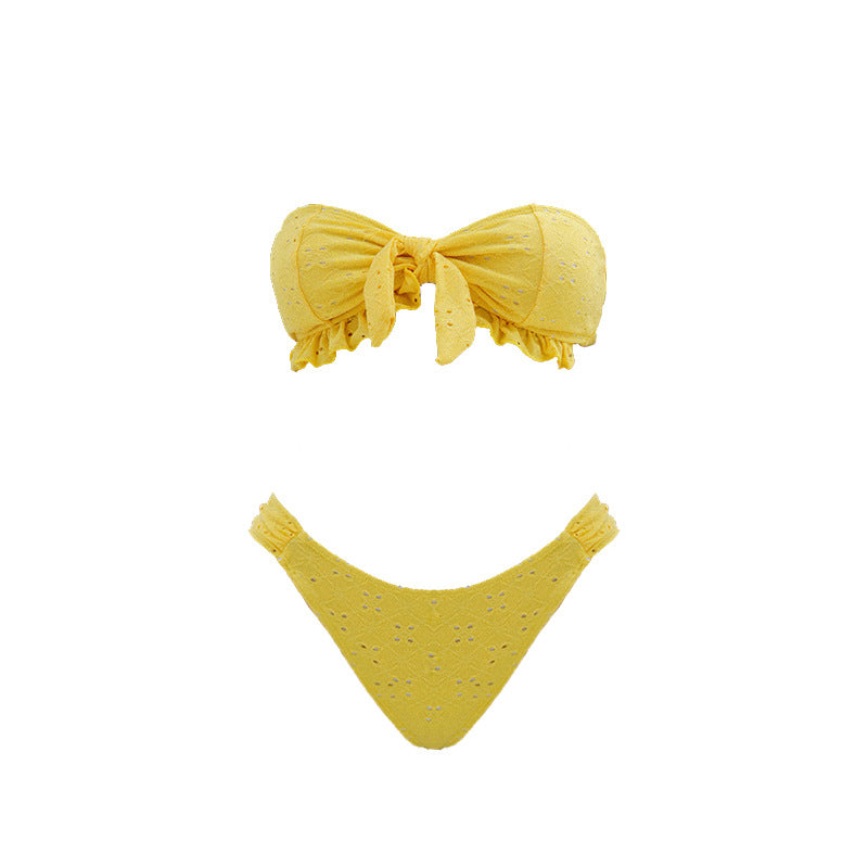 Dame bandeau-bikini med legende flæse design Skovae