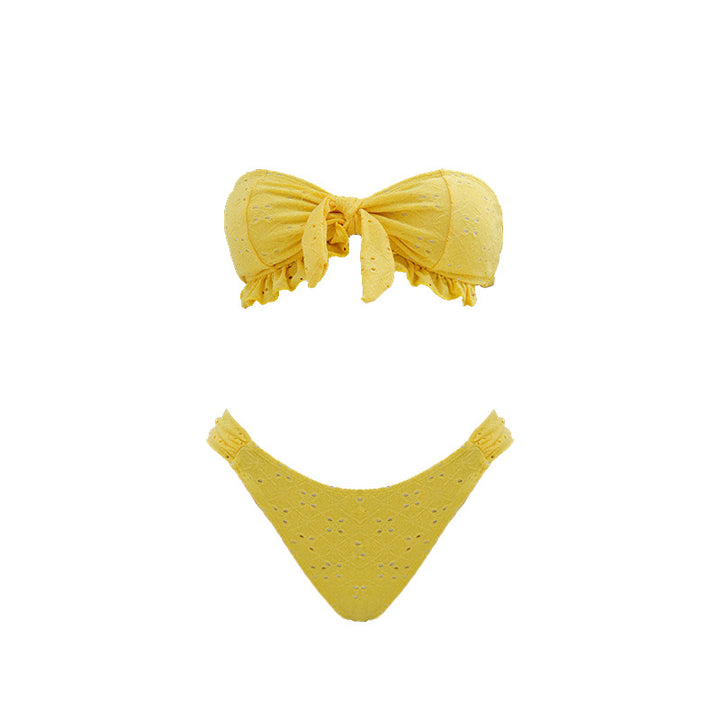 Dame bandeau-bikini med legende flæse design Skovae