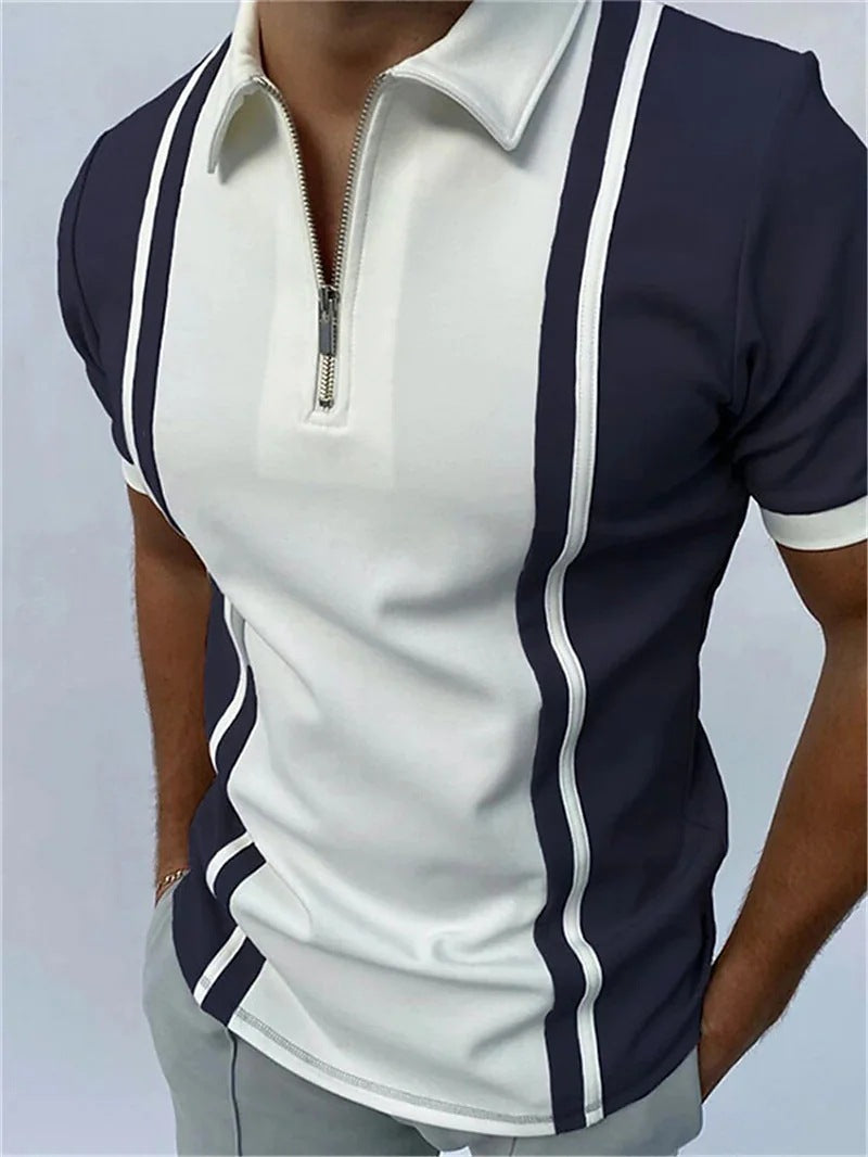 Herrer polo-shirt med fashionable lynlås og sporty design Stilla