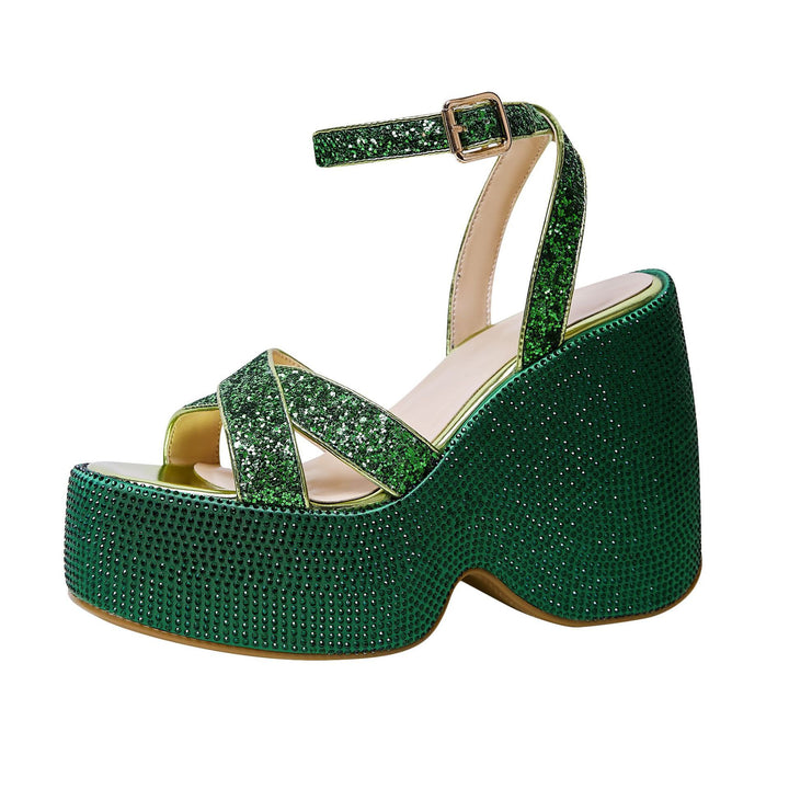 Femme Strass-beklædte platform-wedge-sandaler Stilla