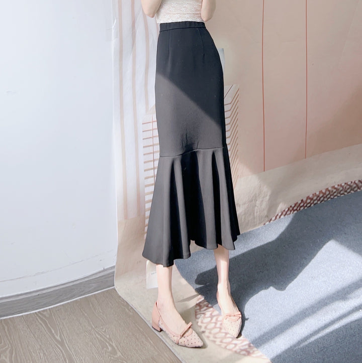 Dame elegant Maxined skirt med ruffles design og sidelæg Stilla
