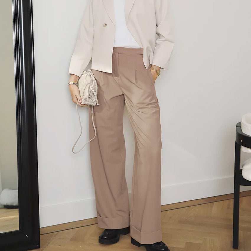 Dame bred Culotte-bukser med elegante folder og høj talje Stilla