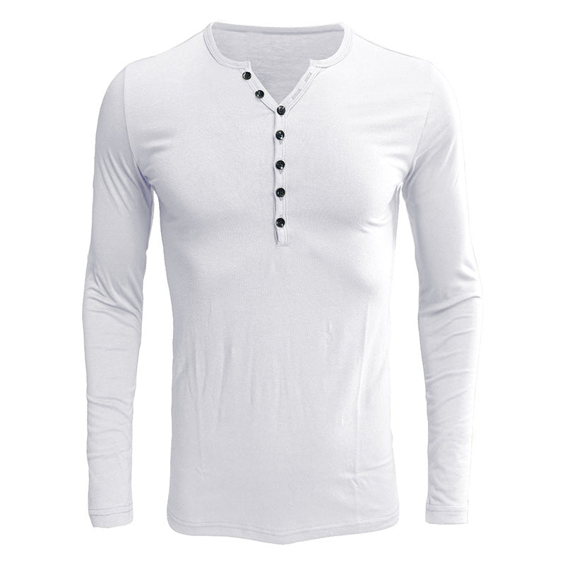 Herrer Langærmet Henley skjorte med stilfulde knapper og elastisk stof Stilla