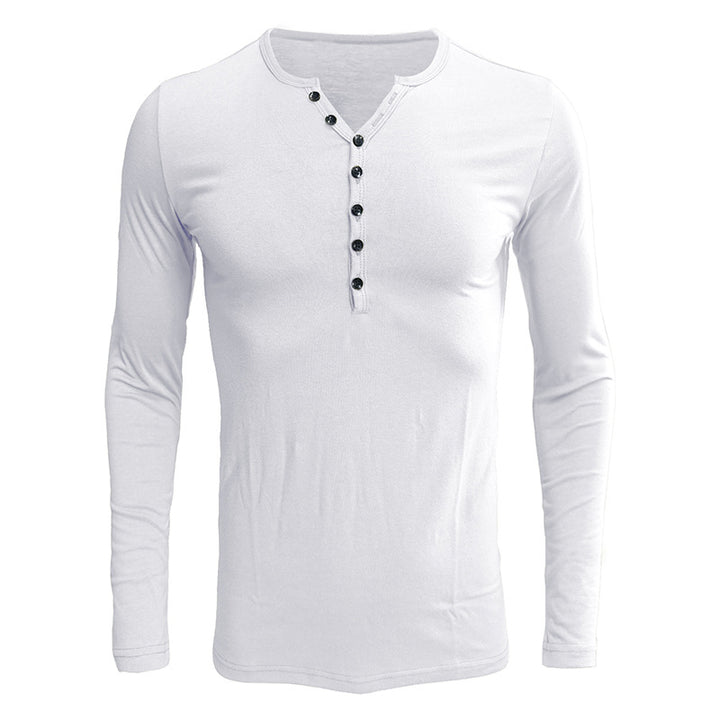 Herrer Langærmet Henley skjorte med stilfulde knapper og elastisk stof Stilla