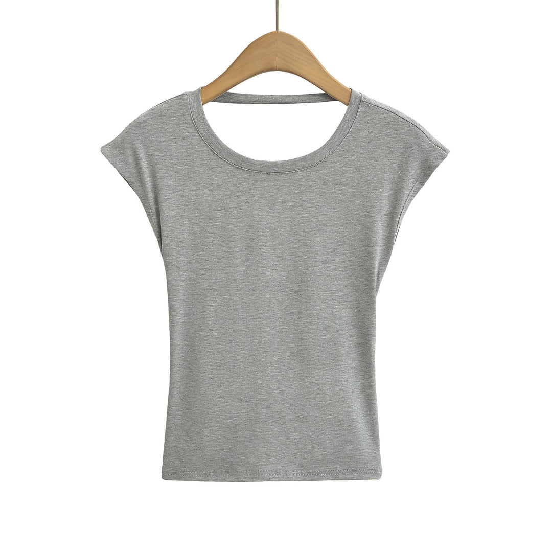 Dame moderne muskelshirt med elegant rund halsudskæring og asymmetrisk søm Stilla