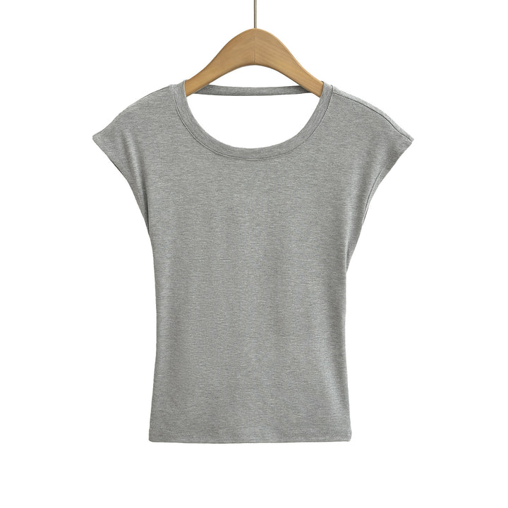 Dame moderne muskelshirt med elegant rund halsudskæring og asymmetrisk søm Stilla