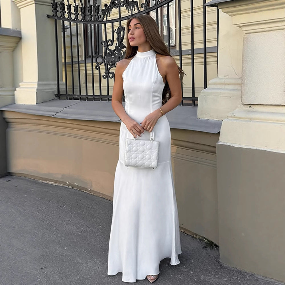 Damer elegant Maksi kjole med høj krave Stilla