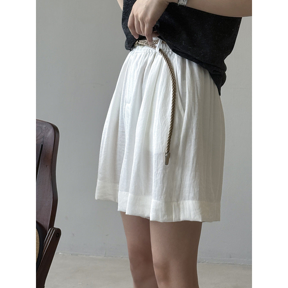 Dame casual shorts med elastisk liv og taljebånd Stilla