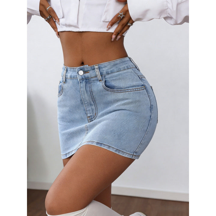 Dame Denim Miniskørt med elegante snøre detaljer Skovae