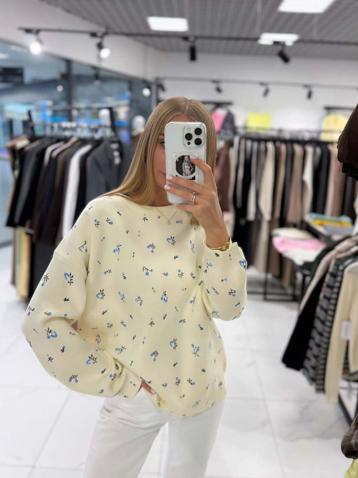 Kvinders afslappede sweater med blomstermønster Stilla