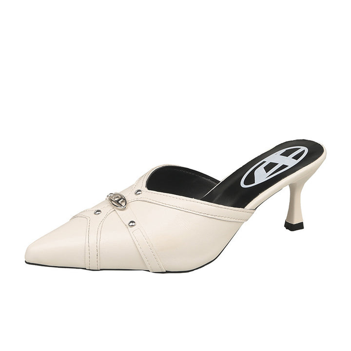 Dame Elegant Spids-Tå Hæl-Mules med Metallic-Detaljer Stilla