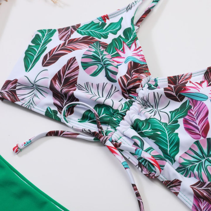 Dame højtaljede bikini-sæt med blomster top Skovae