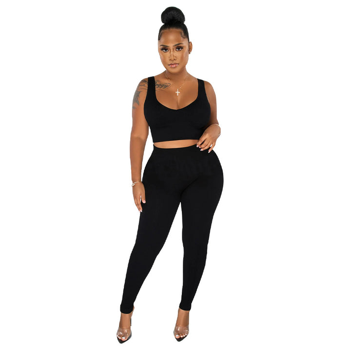 Dame Sporty Sæt bestående af Crop Top og High-Waist-Leggings Stilla