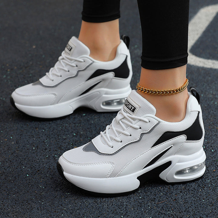 Dame nan luftpolstrede plateau-sneakers med synlig hæl luftkapsel og åndbart mesh sko