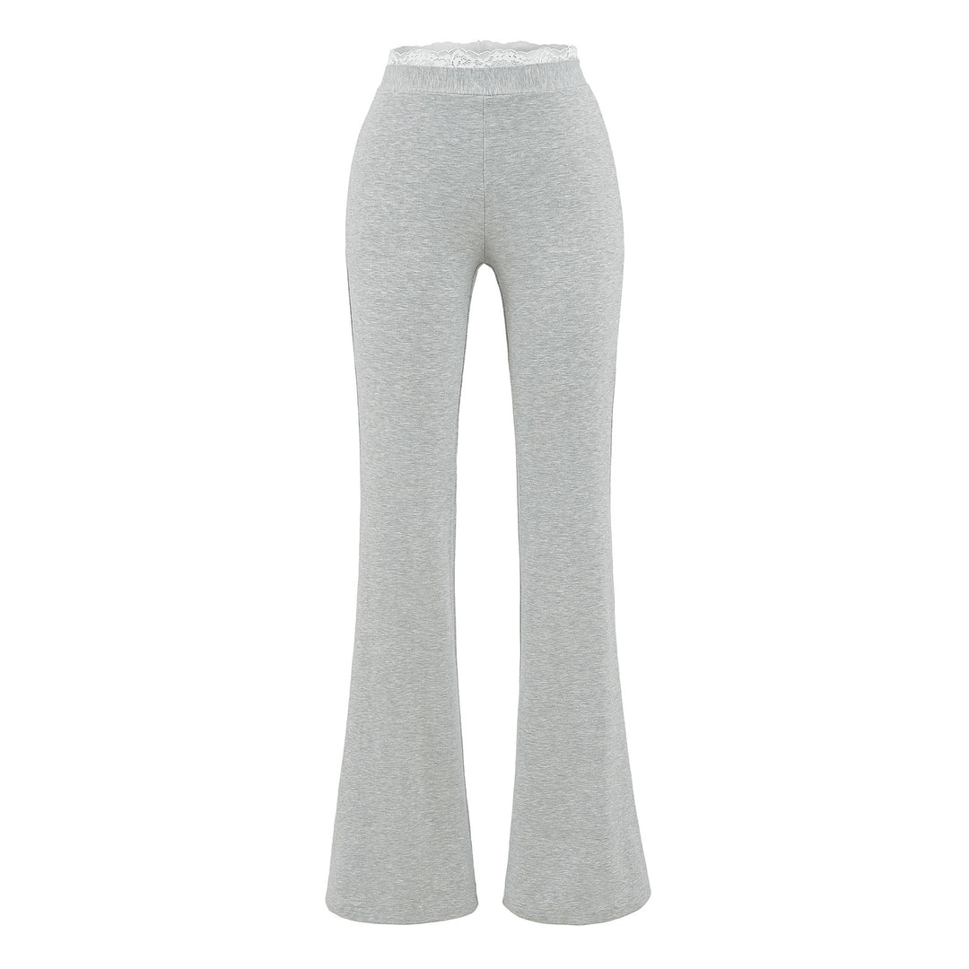 Dame Flared Leggings med elastisk linning og fint spidspynt Stilla