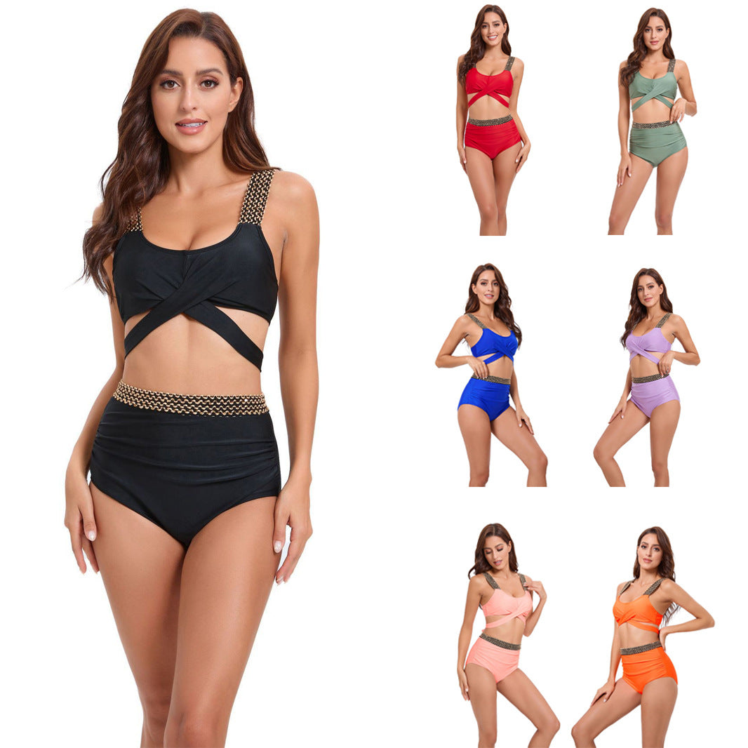 Damer Sporty Bikini-Sæt med raffineret indviklingsdesign og justerbare stropper Skovae