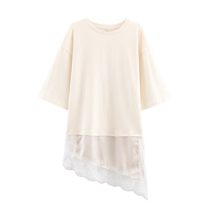 Dame asymmetrisk T-shirt med spidskant Skovae