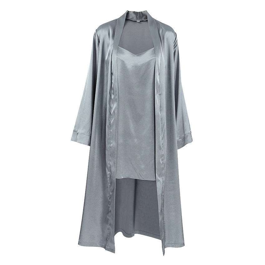 Dame luksuriøs satin morgenkåbe med elegante detaljer Stilla