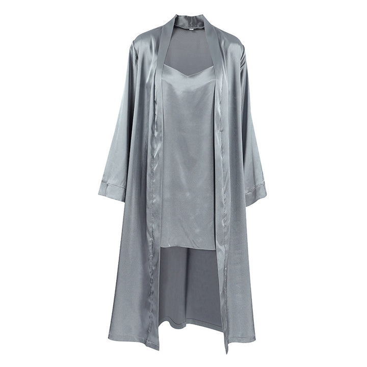 Dame luksuriøs satin morgenkåbe med elegante detaljer Stilla