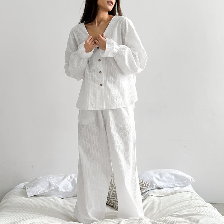 Dame hyggeligt sæt bestående af cropped bluse og bred bukse Stilla