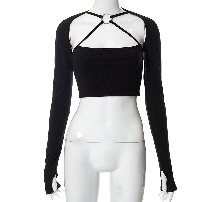 Femme Langærmet Cut-Out Crop Top Stilla