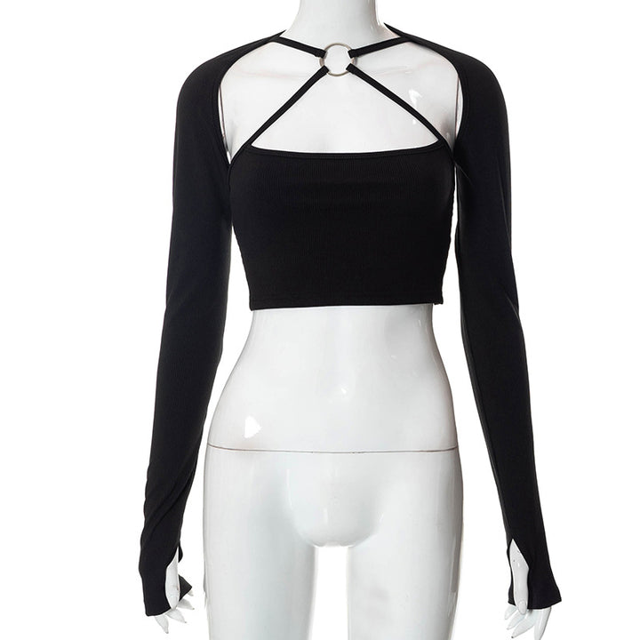 Femme Langærmet Cut-Out Crop Top Stilla