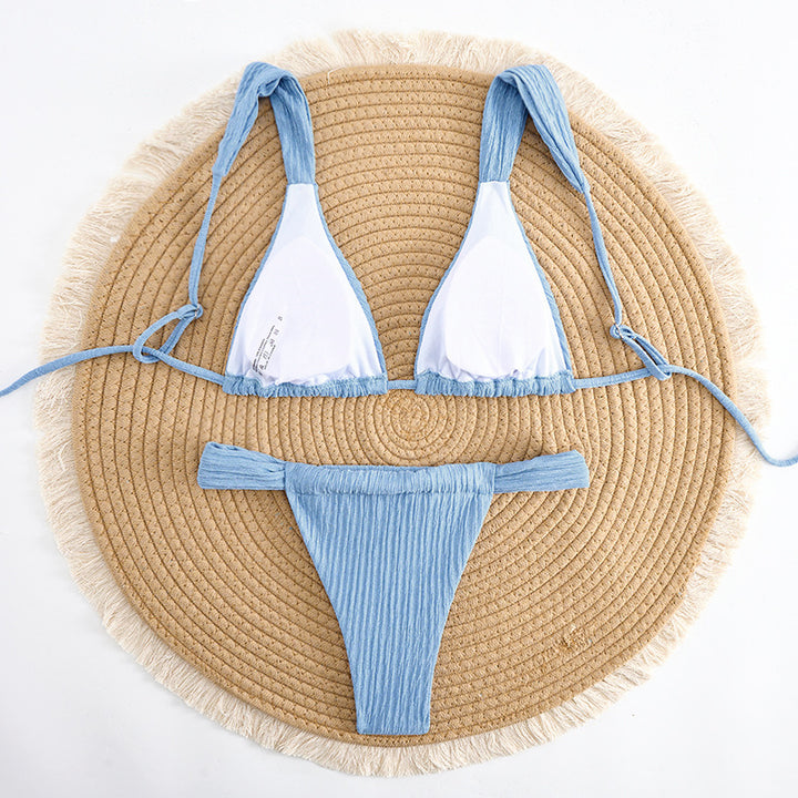 Dame Ribben-Detalje Triangle Bikini Sæt Stilla 1750840068