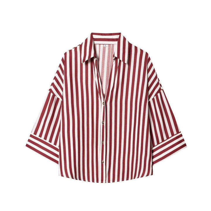 Kvinders moderne stribet bluse skjorte med oversized snit Stilla
