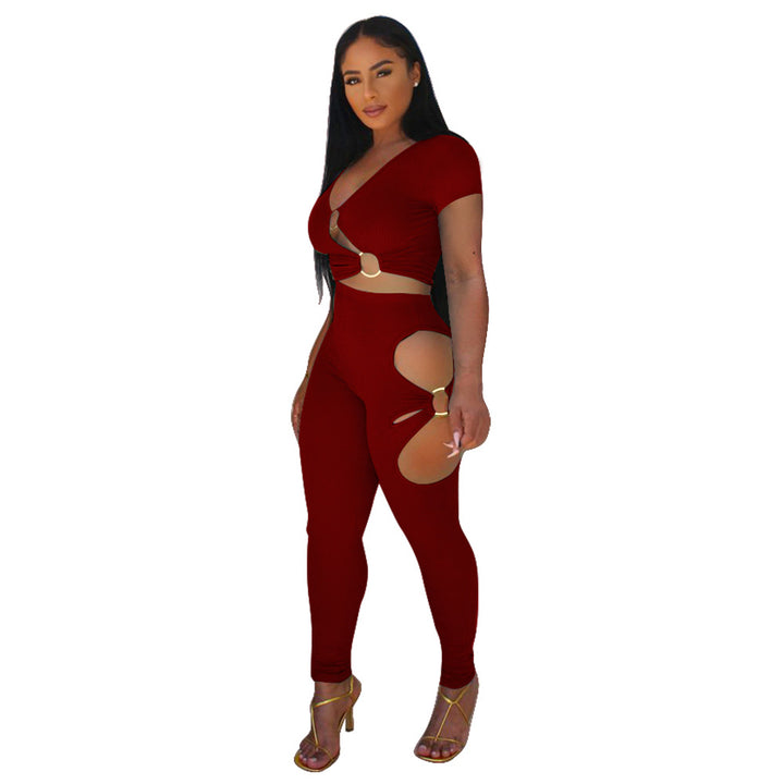 Dame figursyet Cut-Out Jumpsuit med bælteaccenter Stilla