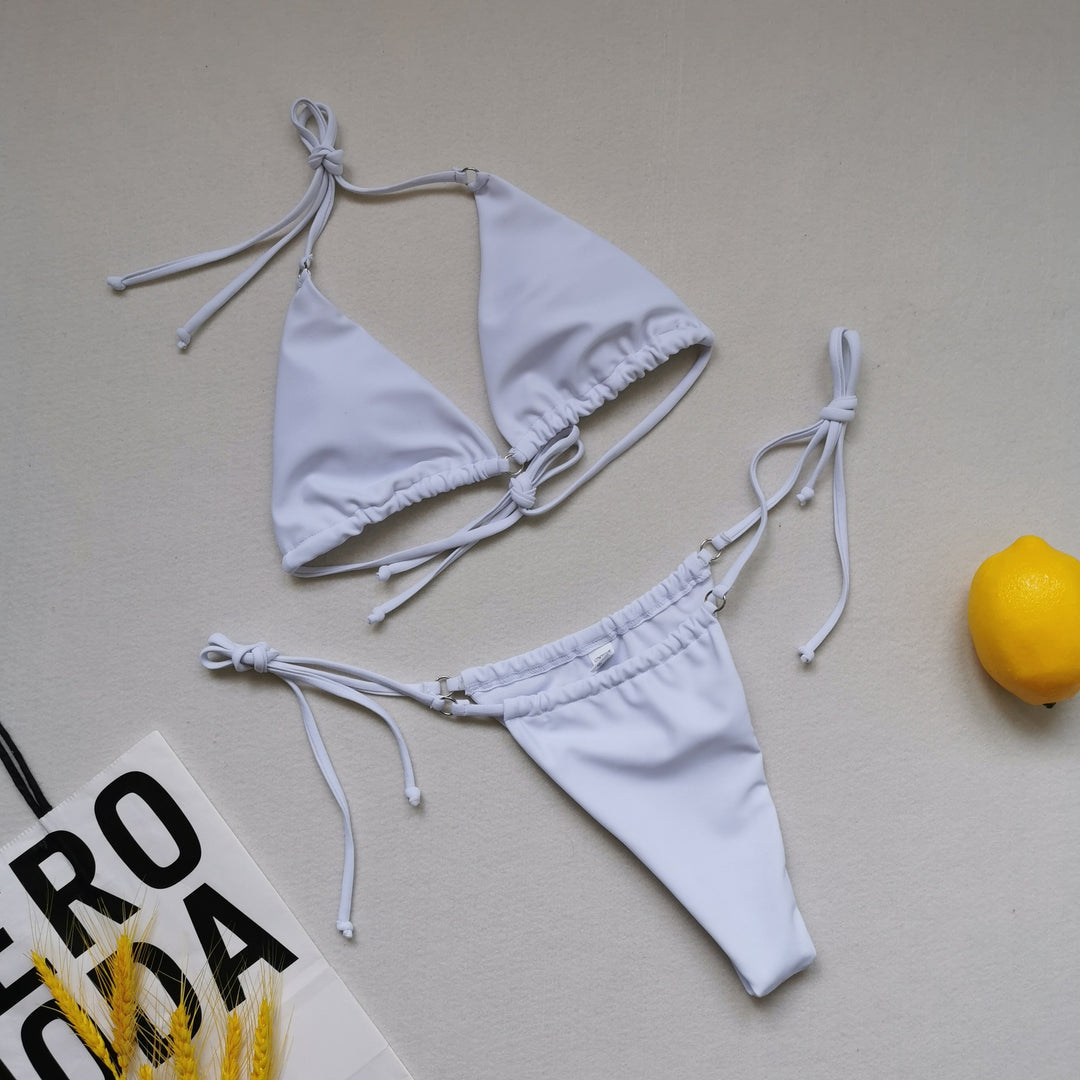 Femme Justerbar Trekant-Bikini-Sæt med Stilfuld Bindebånd Stilla