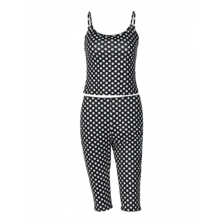 Damen modisches Polka-Dot-Outfit Set mit Crop-Top und knöchellangen Leggings Skovae