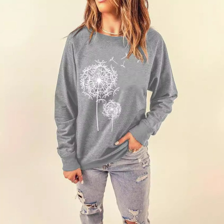 Kvinders sweatshirt med elegant mælkebøtte motiv Skovae