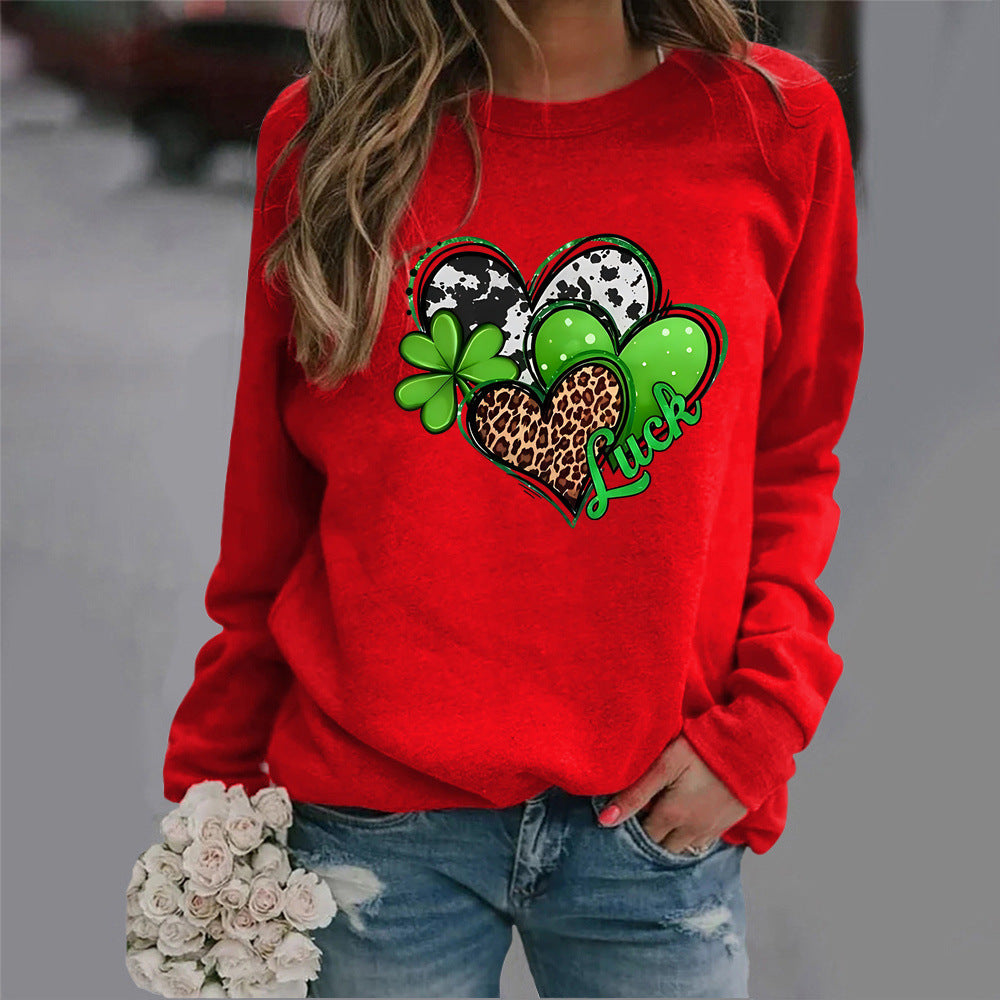 Kvinders sweatshirt med kreativ hjerte-design og iøjnefaldende motiv Stilla
